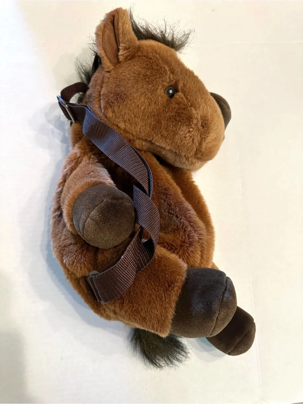 Brown Plush Horse Kids Backpack with White Forehead Patch